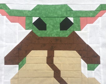 UPDATED! Baby Alien PDF Quilt Block Pattern: - Includes Instructions for 8 inch and 16 inch Finished Blocks