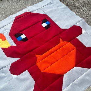 PDF Quilt Block Pattern: Flaming Lizard- Includes Instructions for 24"