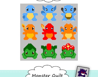 Monster Quilt Block Collection #1 PDF: Includes instructions for a 24" finished block