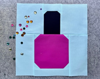 PDF Quilt Block Pattern: My Little Makeover Nail Polish - 6 and 12 inch finished blocks
