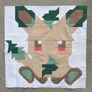PDF Quilt Block Pattern: Leafy Fox- Includes Instructions for 24" and NEW 12" Finished Block
