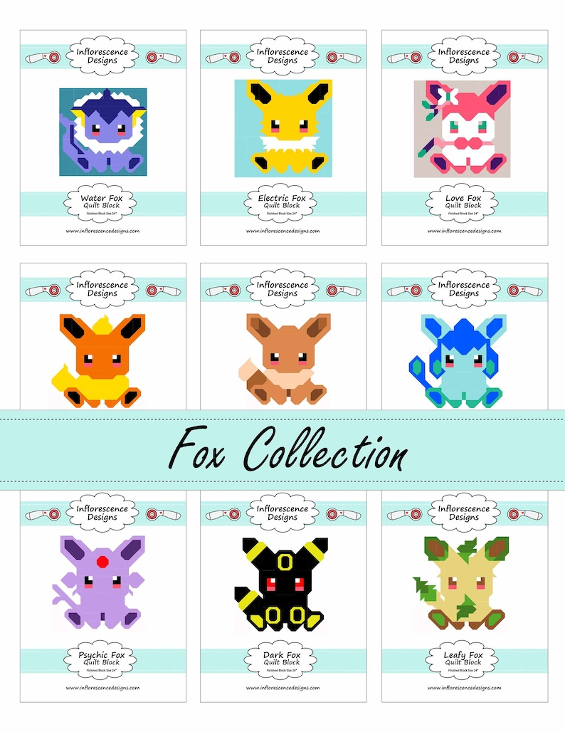 Fox Quilt Block Collection PDF: Innehåller instruktioner för ett 60 cm och ett NYTT 30 cm färdigt block bild 1