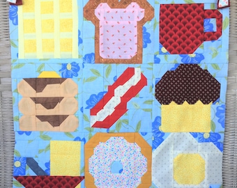 PDF Quilt Block Collection: Breakfast Quilt- Includes Instructions for 6 inch and 12 inch Finished Blocks