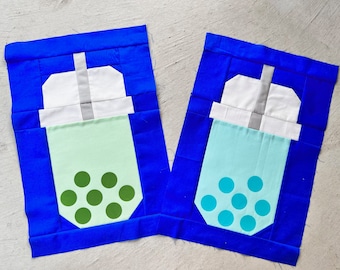 PDF Quilt Block Pattern: Bubble Tea / Boba Tea / Iced Coffee