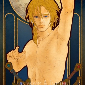 World of Warcraft tarotkaart in Art Nouveau stijl: The Star, Anduin #17