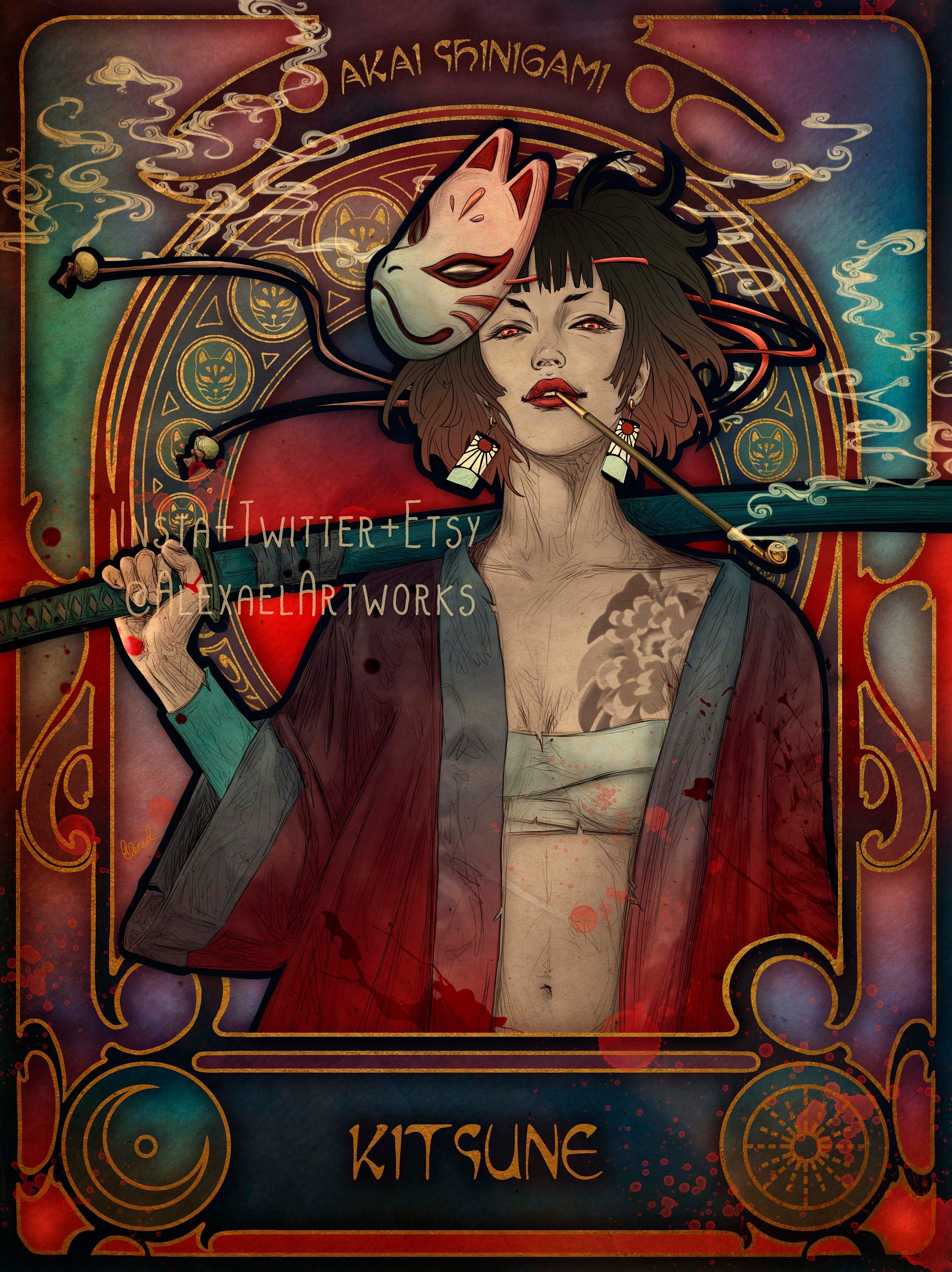 Samurai Girl Art - Etsy