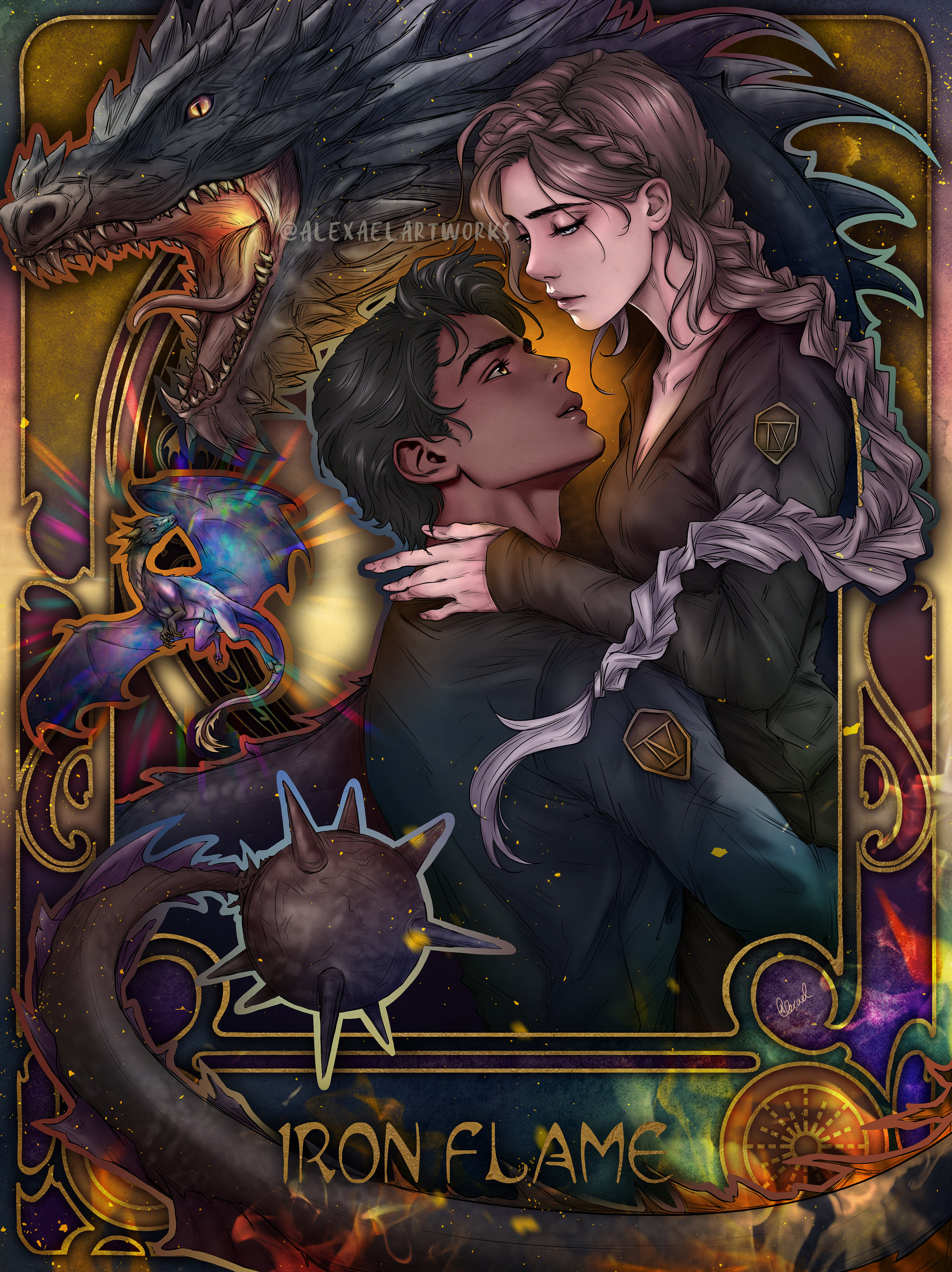 Violet & Xaden From Fourth Wing and Iron Flame in Art