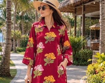 Breezy cotton co-ord set with a relaxed tropical vibe, summer co-ord, vacation wear