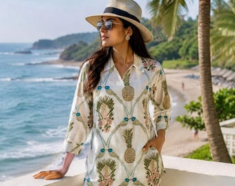 Breezy cotton co-ord set with a relaxed tropical vibe, summer co-ord, vacation wear