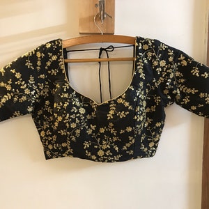 Black zari embroidered stitched blouse
