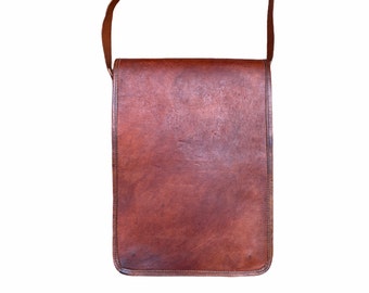leather vertical messenger bag
