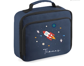 PERSONALISED Space Rocket Theme and name Back to School Lunch Bag, Personalised Lunch Bag with Space Rocket, back to school gift, School Bag