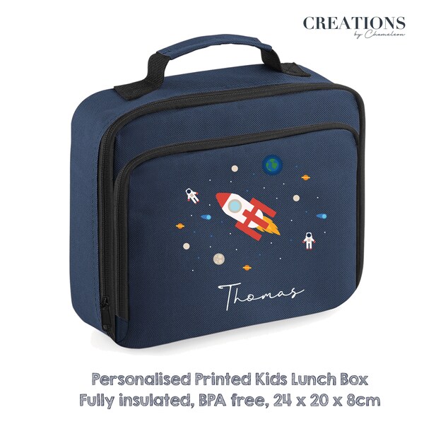 PERSONALISED Space Rocket Theme and name Back to School Lunch Bag, Personalised Lunch Bag with Space Rocket, back to school gift, School Bag