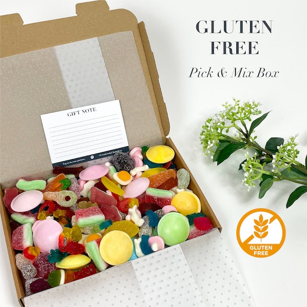 GLUTEN FREE Letterbox Pick & Mix 1000g, Sweet Gift Box, Birthday Sweet Gift Box, Fizzy Gluten Free Pick and Mix Letterbox, Sweet Jar