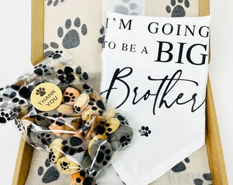 I'm going to be a Big BROTHER printed Dog Neckerchief with Dog Biscuits Pouch Pregnancy Announcement Dog Neckerchief Big Brother Dog Bandana