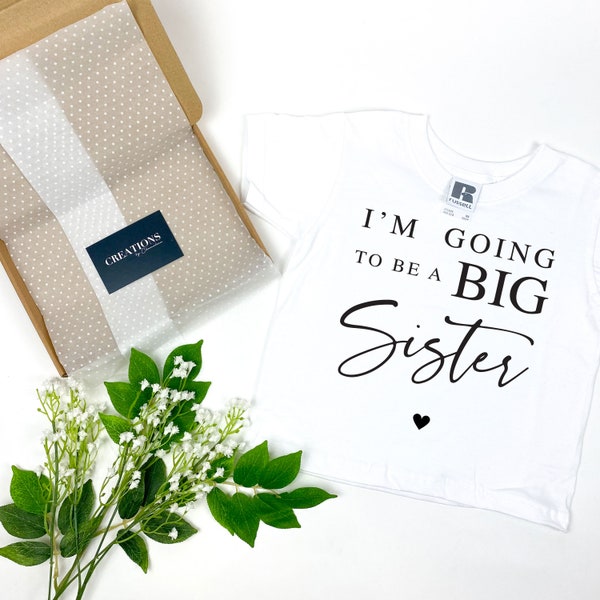 I'm going to be a BIG Sister Printed White T-shirt, Big Sister Reveal Announcement, Big Sister to be T-shirt, New Sibling T-shirt