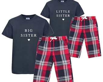 BIG Sister LITTLE Sister Printed Pyjamas, Big Sister Announcement, Big Sister Little Sister Christmas Pyjamas, Sibling Birthday Pyjama Gift