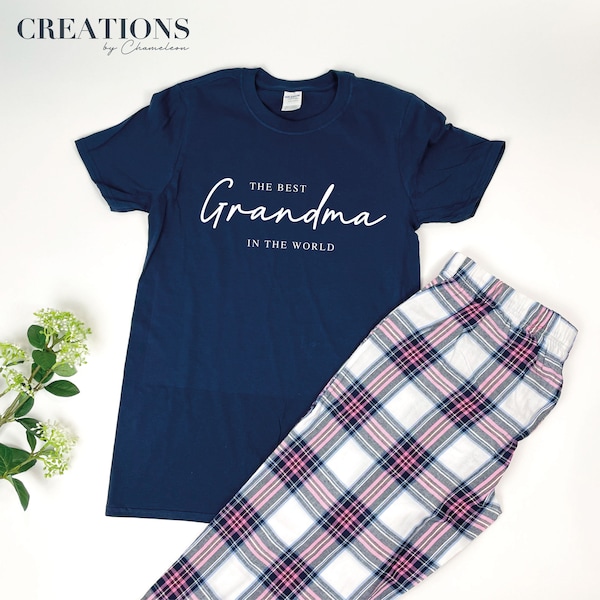 The Best Grandma In The World Pyjamas Mothers Day Gift, New Grandma Gift, Grandma Birthday Gift, Grandma Pyjamas, Gift for Grandma to be