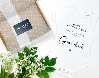 Happy Father's Day You're going to be a Grandad Printed Bodysuit Vest, Grandad to be Reveal, New Grandad Father's Day, Fathers Day Baby Grow