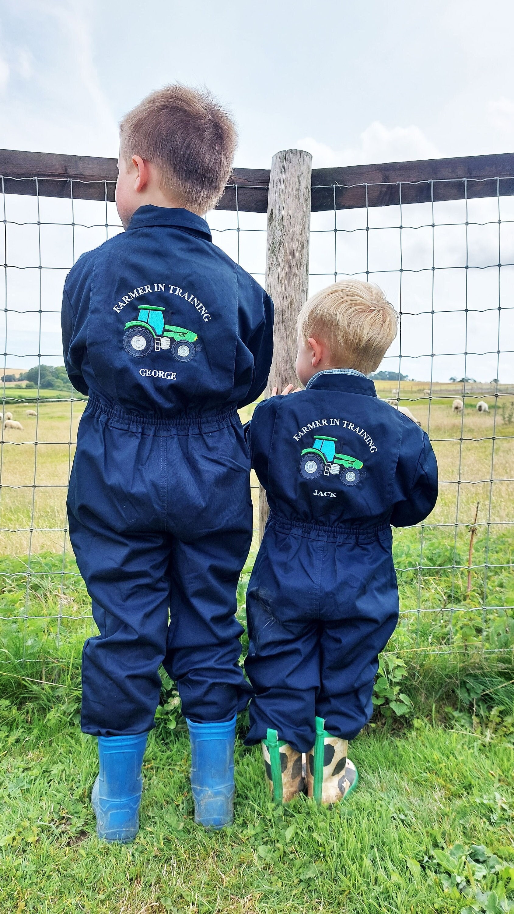 PERSONALISED Kids Farmer in Training Navy Overalls Boilersuit