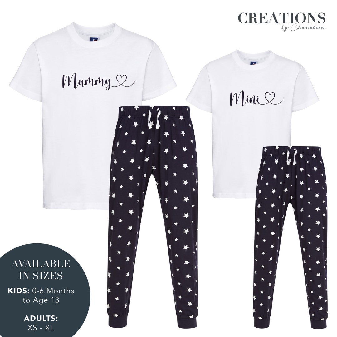 Mummy & Mini Set of Pyjamas Mothers Day Pyjamas Navy Star Etsy UK
