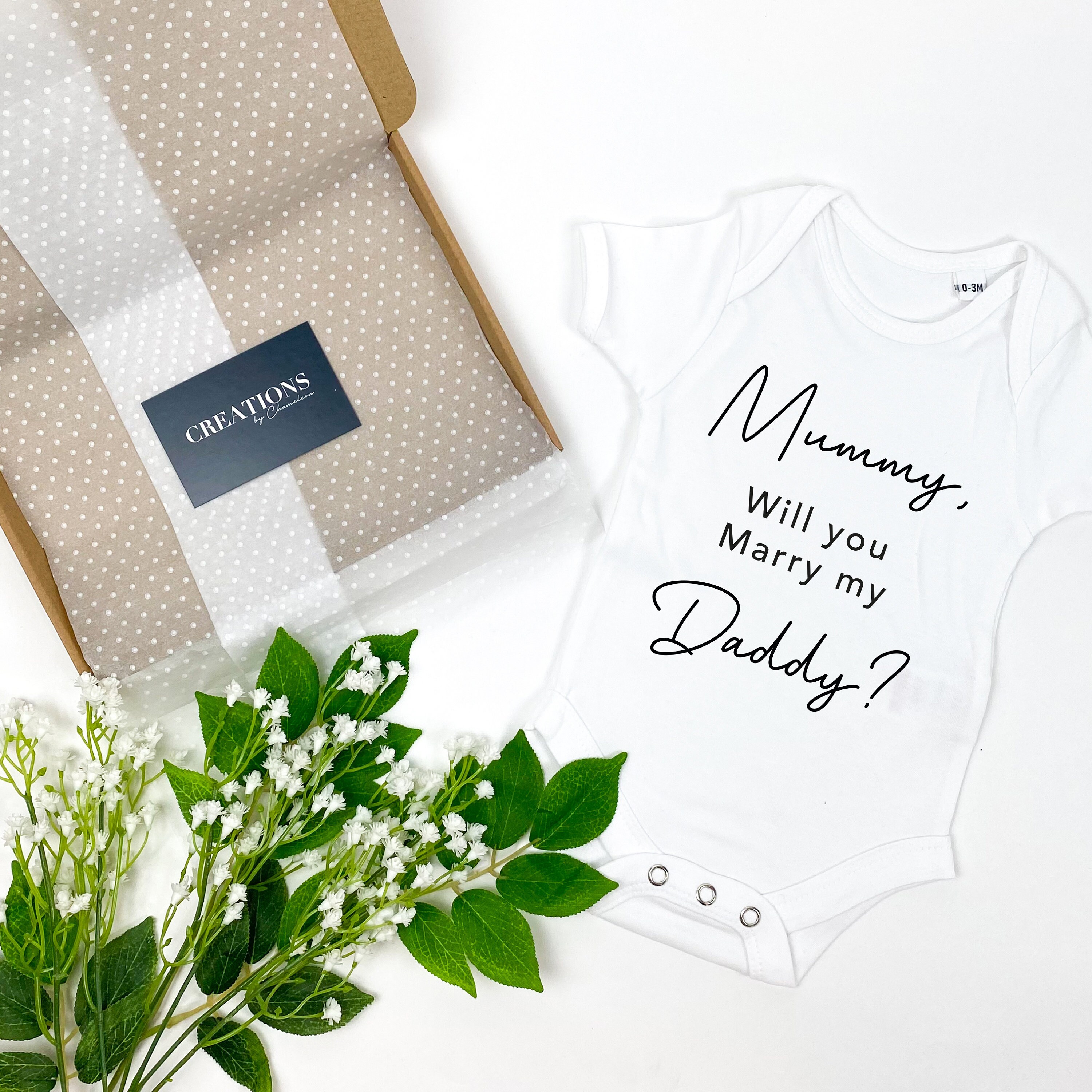Mummy Will you marry my Daddy Printed White Baby Grow Valentines