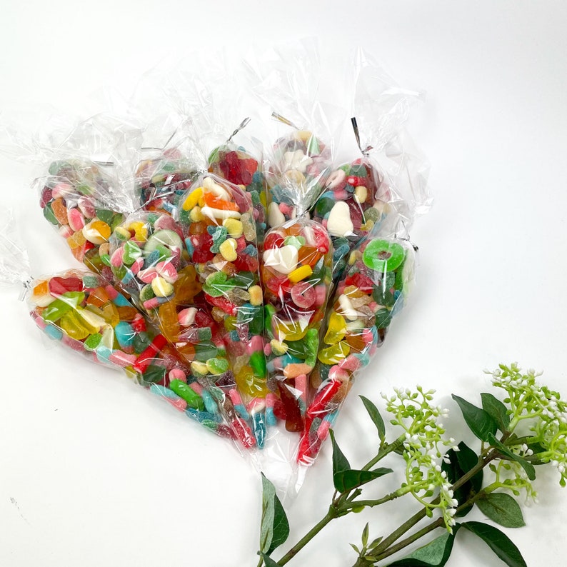 Sweet Cones 200g, Sweet Gift, Party Sweet Pouches, Pick and Mix, Party Favours, Assorted sweet pouches, Vegan sweet Pouch, assorted sweets 