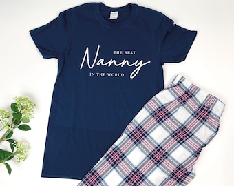 The Best Nanny In The World Pyjamas Mothers Day Gift, New Nanny Gift, Nanny Birthday Gift, Nanny Pyjamas, Gift for Nanny