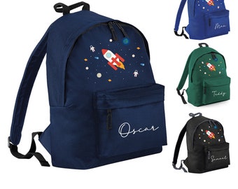 PERSONALISED Space Rocket Theme with name Junior backpack, school bag, football rugby swimming hobby sports bag, Space Rocket Bag with name