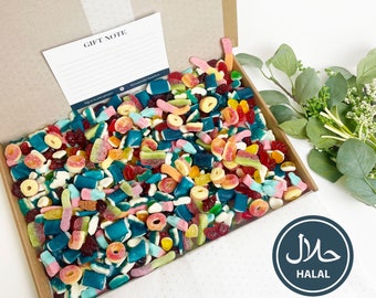 Halal Letterbox Pick & Mix 1000g, Sweet Gift Box, Birthday Sweet Gift Box, Fizzy Halal Pick and Mix Letterbox,Thankyou Gift,Halal, Sweet Jar