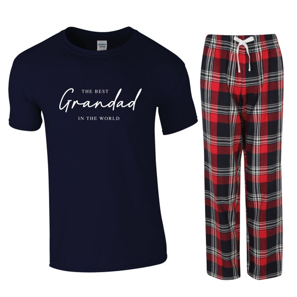 The best Grandad in the world tartan Pyjama Gift Set, Fathers Day Gift, Grandad Birthday Gift, Grandad Christmas Gift, Grandad to be Pjs