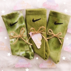 Tie Dye NIKE Socks - KHAKI GREEN Trio - Camoflage Green, Khaki