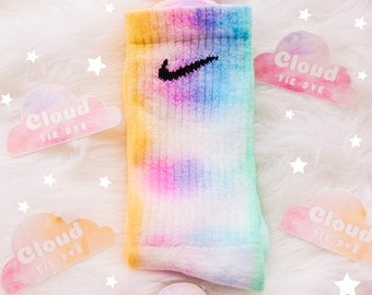 Tie Dye Nike Socks PASTEL RAINBOW - Yellow, Pink, Lilac, Blue, Green - Custom Made