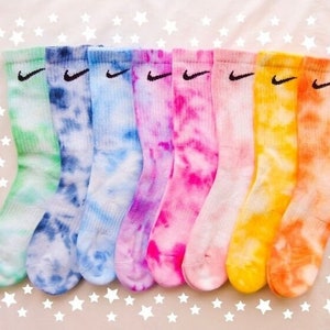 Tie Dye NIKE Socks - 'Marble Splash Collection' - Pink, Orange, Blue, Green, Purple, Yellow - Custom Made