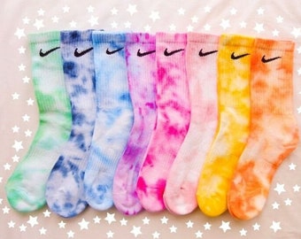 Chaussettes NIKE tie-dye - « Collection Marble Splash » - rose, orange, bleu, vert, violet, jaune - sur mesure