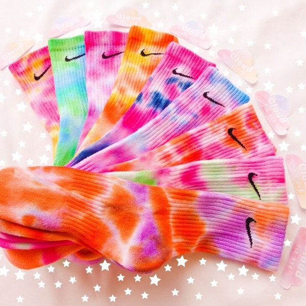 Tie Dye NIKE Socks - 'Multi-Coloured Collection' - Pink, Orange, Blue, Green, Purple, Yellow - Custom Made