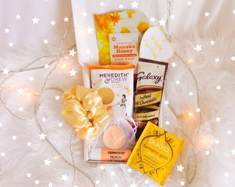Mini Self Care Letterbox Gift | Birthday Gifts For Her | Yellow Luxury Relaxation Spa Pamper Box | Pick Me Up Gift | Pamper Hamper Box