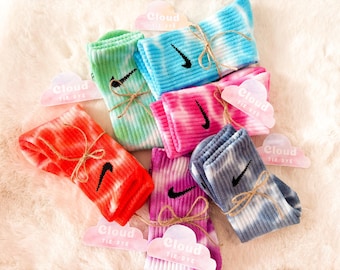 Tie Dye Kids NIKE Socks - 'The Ripple Dye Collection' - Red, Green, Purple, Pink, Blue, Yellow, Turquoise, Orange - Custom Made