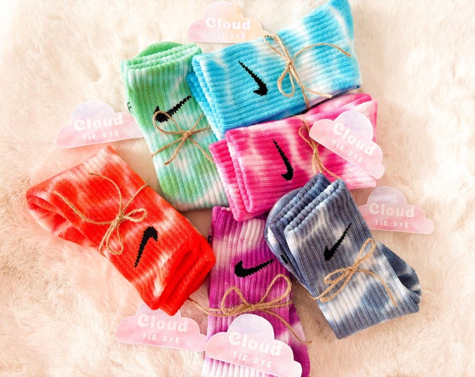 Tie Dye Kids NIKE Socks - 'The Ripple Dye Collection' - Red, Green, Purple, Pink, Blue, Yellow, Turquoise, Orange - Custom Made