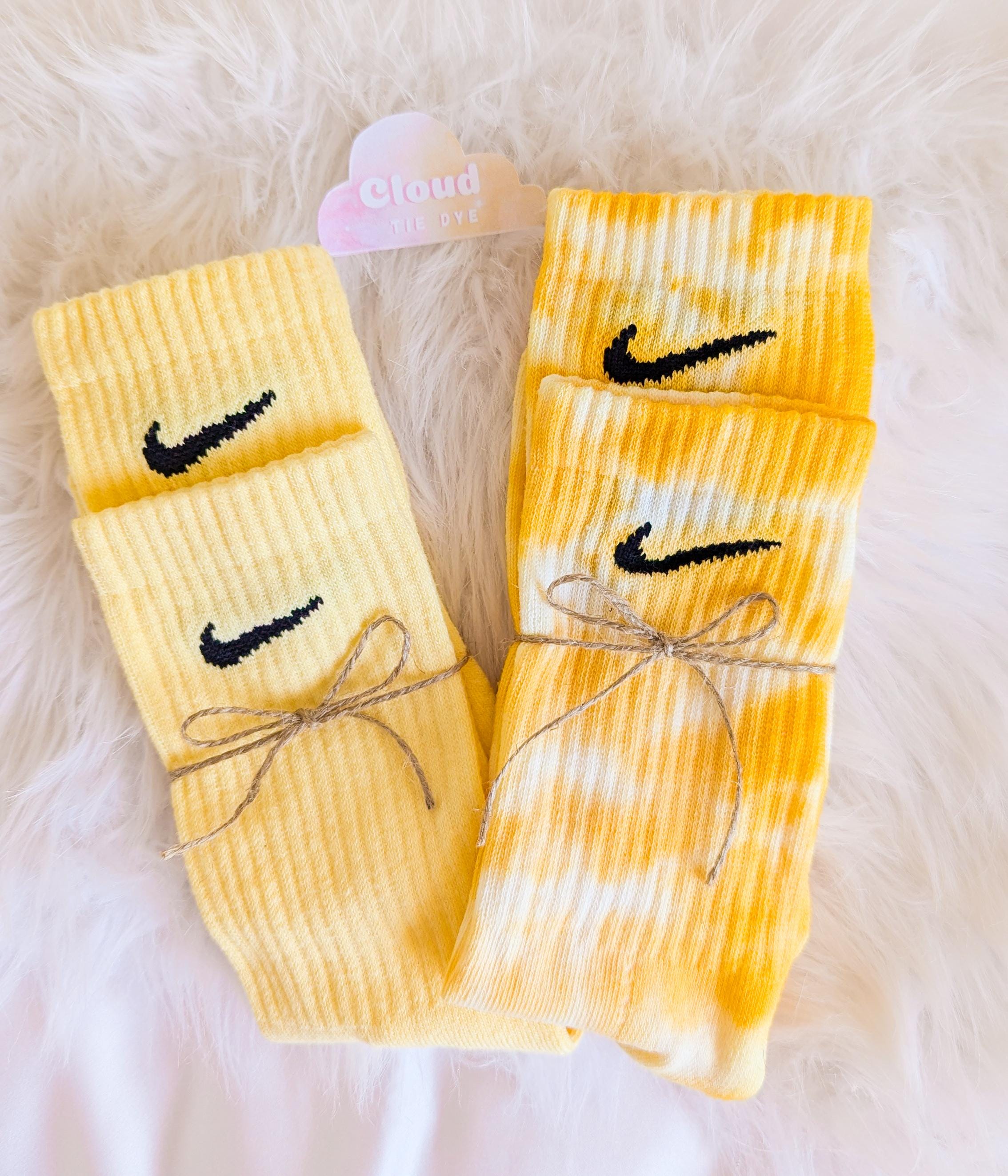 yellow tie dye nike socks