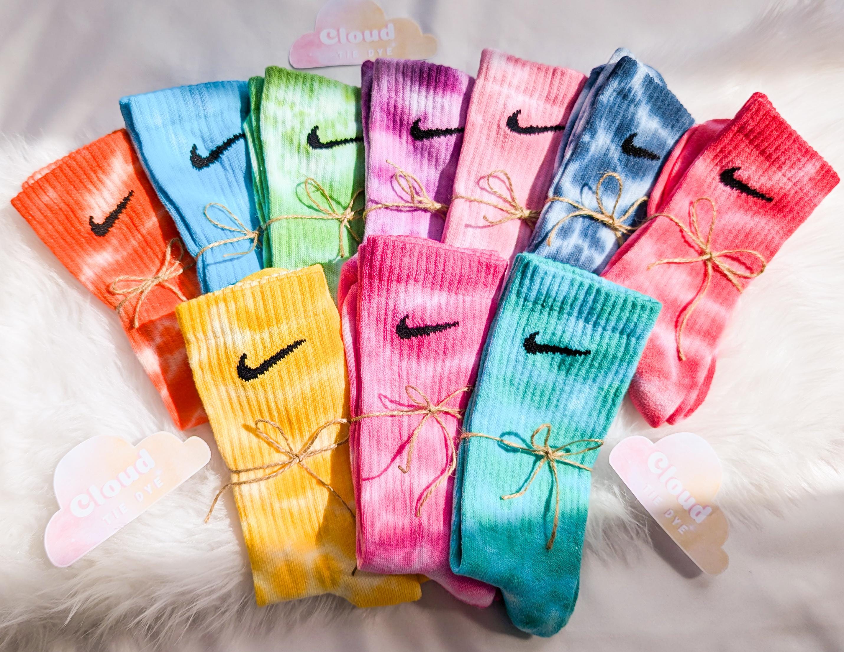 タイダイ柄 NIKE ソックス 10足セット - パープル、ピンク、レッド