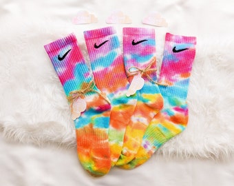 Tie Dye NIKE Socks - 'Rainbow Splash' - Red, Green, Purple, Pink, Blue, Orange, Yellow, Turquoise - Custom Made