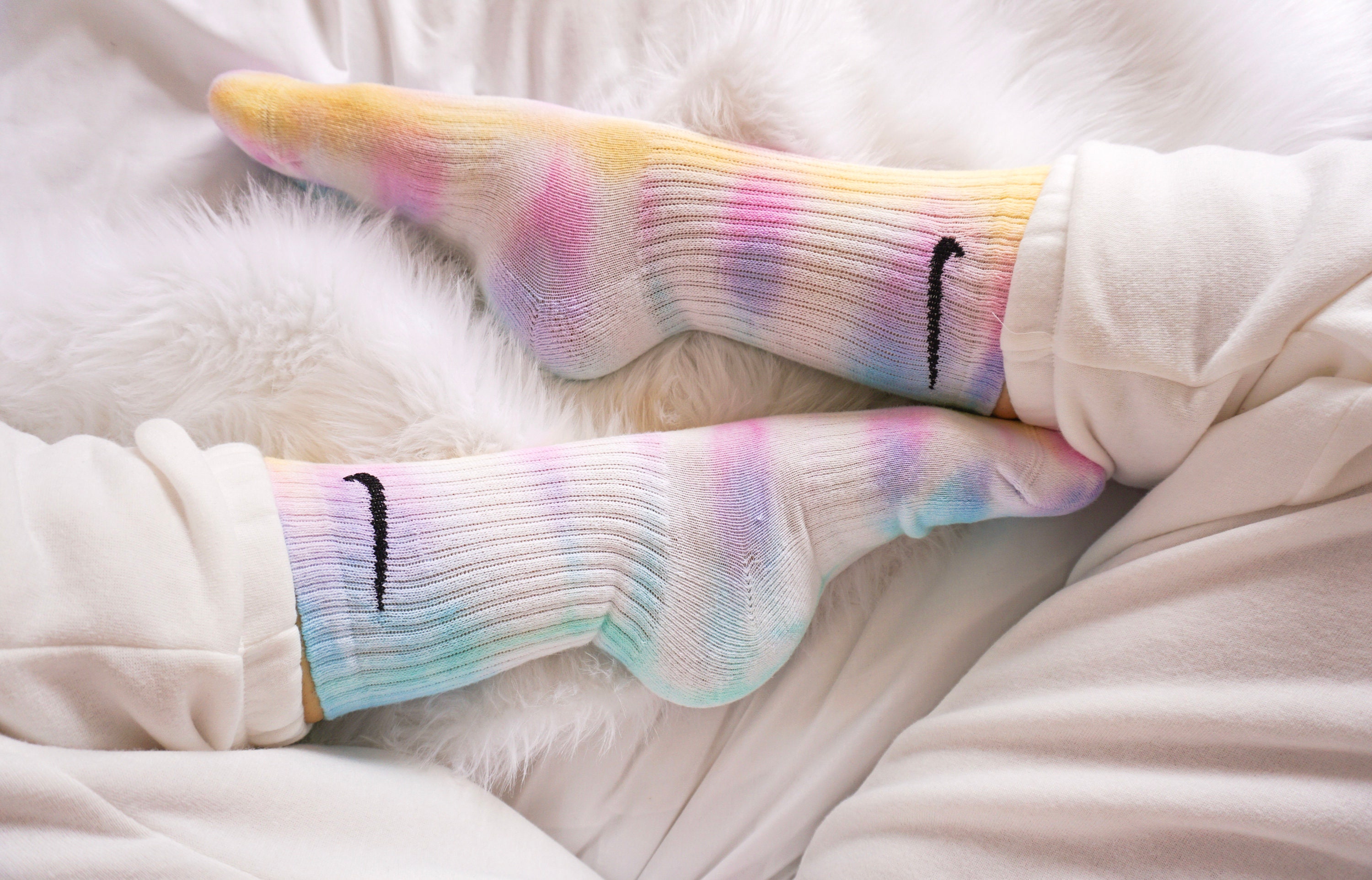Tie Dye Nike Socks PASTEL RAINBOW Yellow, Pink, Lilac, Blue, Green Custom  Made -  New Zealand