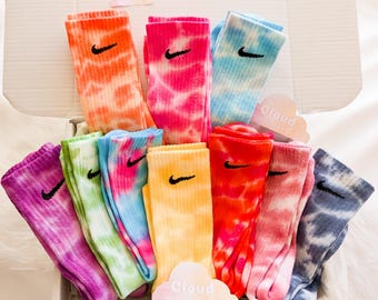 Tie Dye NIKE-sokken - set van 10 paar - heldere tinten - roze, groen, paars, oranje, geel, blauw
