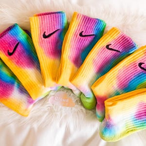 Tie Dye Nike Socks RAINBOW - Yellow, Pink, Purple, Lilac, Blue, Green - Custom Made