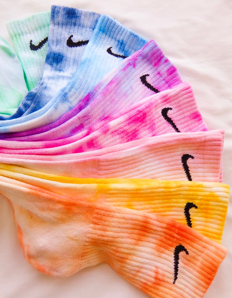 Tie Dye NIKE Socks 'Marble Splash Collection' Pink, Orange, Blue, Green, Purple, Yellow Custom Made image 2