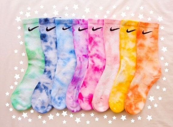 Tie Dye NIKE Socks - &#39;Marble Splash Collection&#39; - Pink, Orange, Blue, Green, Purple, Yellow - Custom Made
