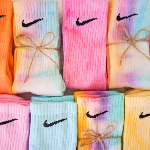 Tie-dye Nike Socks Pink Lilac Mint Blue Yellow Orange - Etsy UK