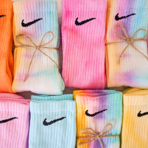 Tie-dye Nike Socks Pink Lilac Mint Blue Yellow Orange - Etsy UK