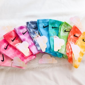 Tie Dye NIKE Socks - &#39;The Dappled Dye Collection&#39; - Purple, Pink, Red, Blue, Orange, Yellow, Turquoise, Green, Aquamarine - Custom Made